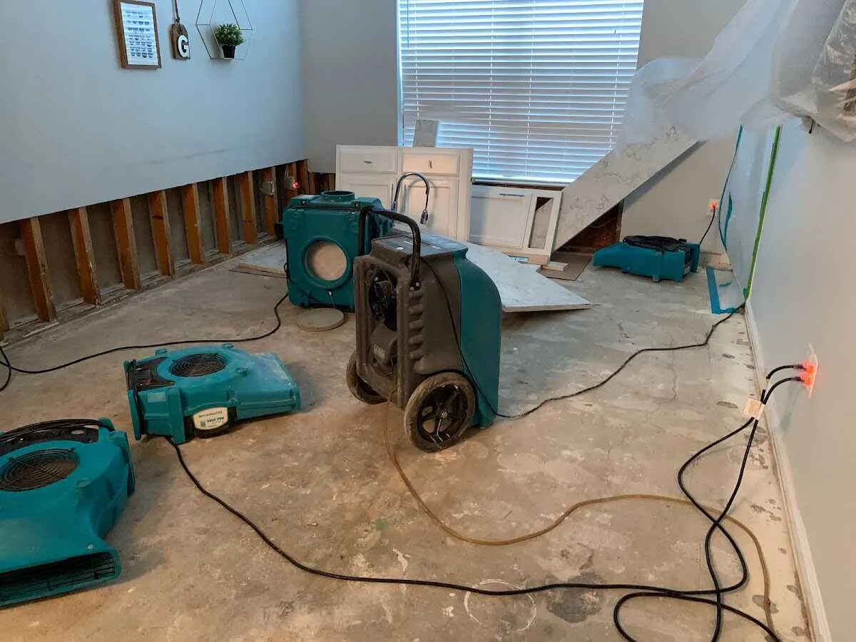 Dehumidifier in flood-cut room for Water Damage Restoration in Carneys Point